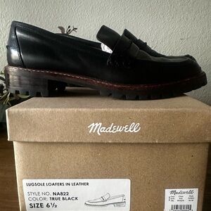 Madewell Women's Black Leather Lugsole Loafer